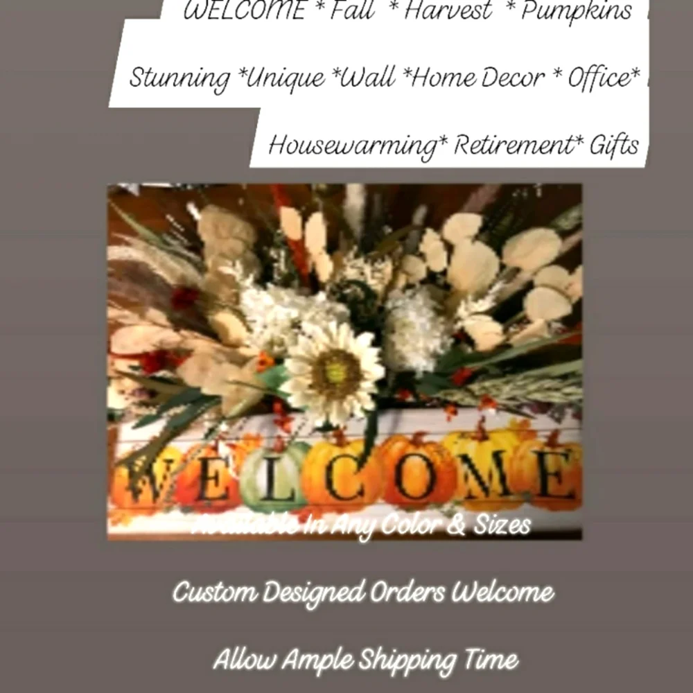Handmade Welcome Autumn Dried Flowers Art Plumes Dried Florals FINAL SALE